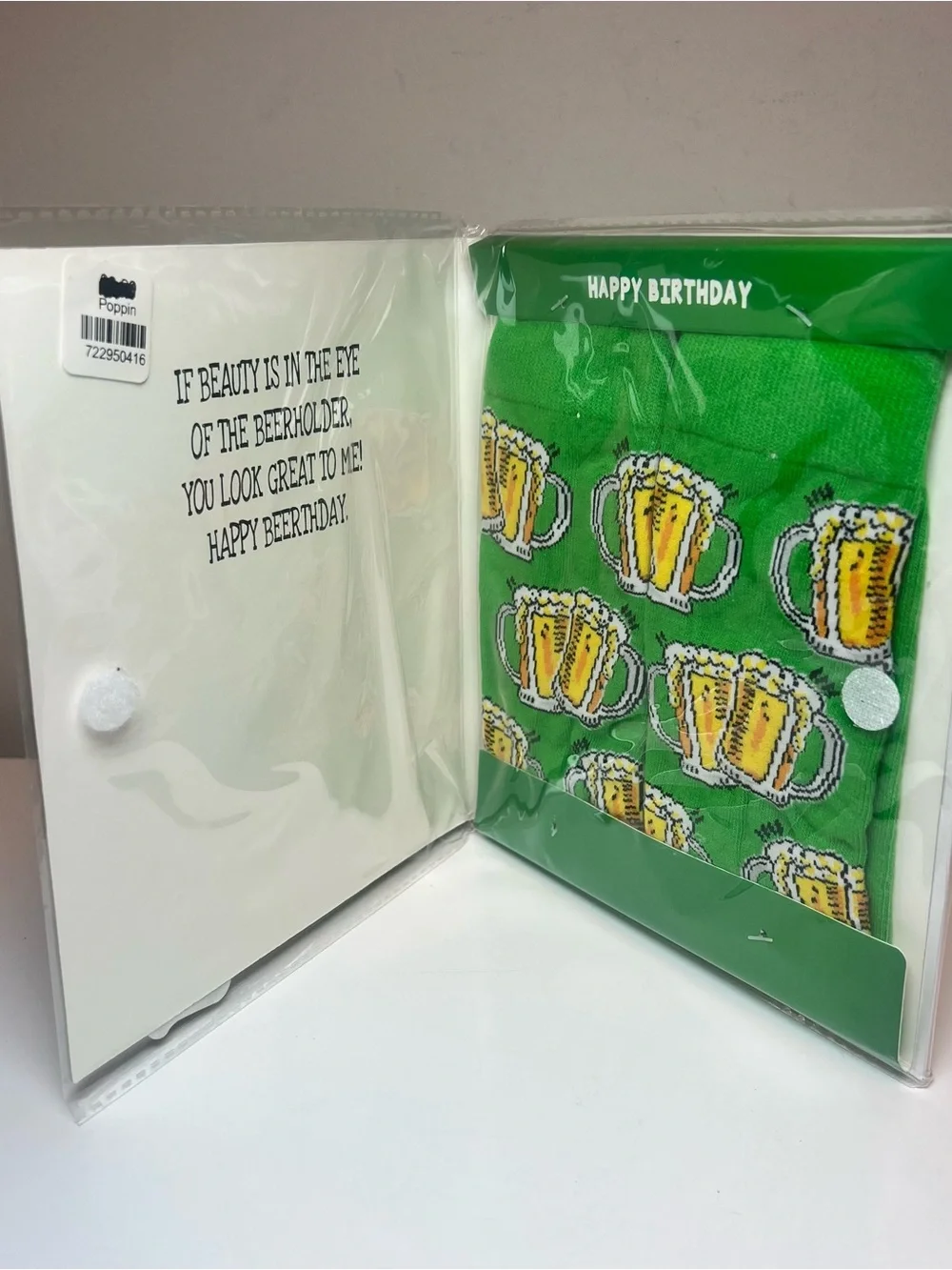 Happy Beers Clinking Birthday Card with Socks Included - Green